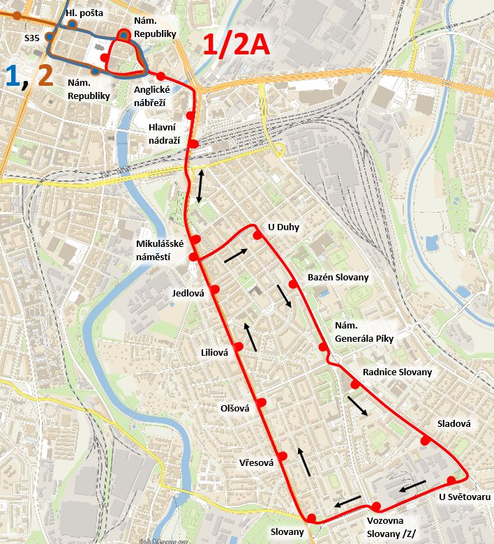Informace pro cestující v MHD - výluka tramvajové dopravy na linkách 1 a 2