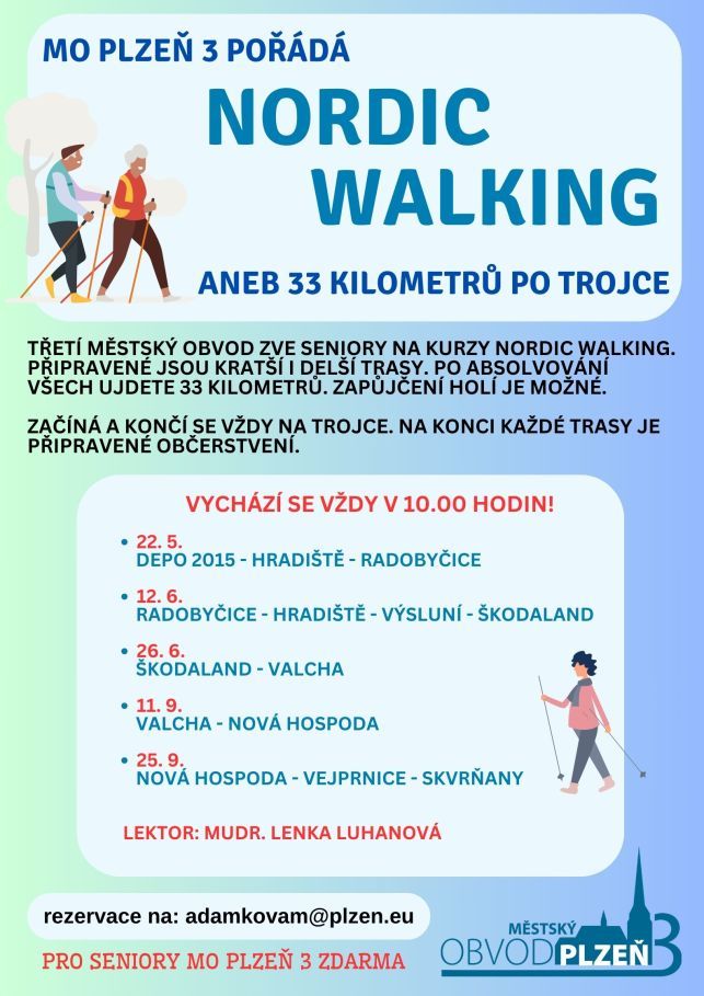 Letošní Nordic Walking zakončí trasa z Chrástu na Doubravku