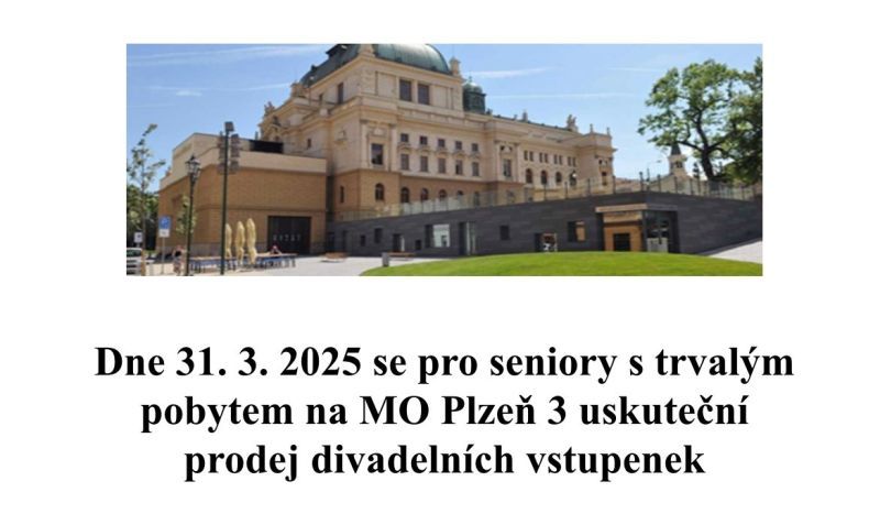 Prodej zvýhodněných divadelních vstupenek pro seniory na duben 2025