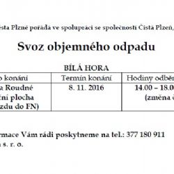 8. listopadu proběhne svoz objemného odpadu