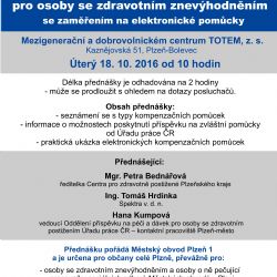 Městský obvod Plzeň 1 pořádá přednášku pro osoby se zdravotním znevýhodněním