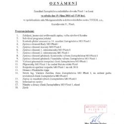 Zastupitelstvo městského obvodu Plzeň 1 bude zasedat 19. října 2016