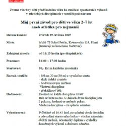 Na hřišti TJ Sokol Petřín se uskuteční závody pro děti předškolního věku