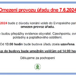 Omezení provozu úřadu dne 7.6.2024