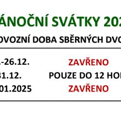 Otevírací doba sběrných dvorů o vánočních svátcích