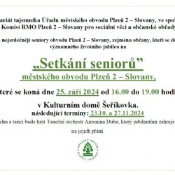 Setkání seniorů MO Plzeň 2 - Slovany dne 25.9.2024