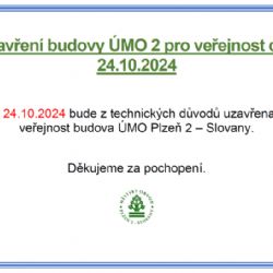 Uzavření budovy ÚMO 2 pro veřejnost dne 24.10.2024