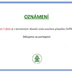 Uzavření přepážky OVĚŘOVÁNÍ dne 15.7.2024