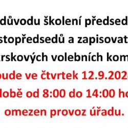 Omezení provozu úřadu dne 12. 9. 2024