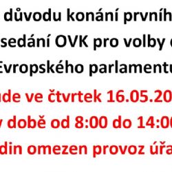 Omezení provozu úřadu dne 16. 5. 2024