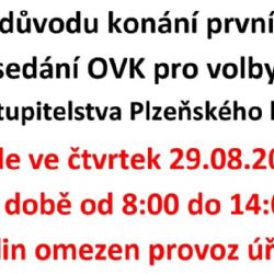Omezení provozu úřadu ve čtvrtek 29. 8. 2024