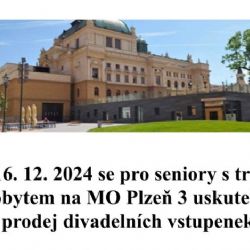 Prodej zvýhodněných divadelních vstupenek pro seniory na leden 2025