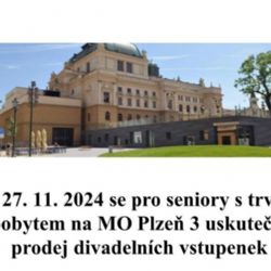 Prodej zvýhodněných divadelních vstupenek pro seniory na prosinec 2024