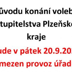 Upozornění pro návštěvníky úřadu - omezení provozu úřadu v den voleb