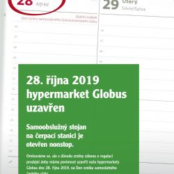 Státní svátek 28.10.2019 bude HM Globus v Plzni mít ZAVŘENO 