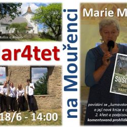 Marie Malá na Mouřenci představí v neděli novou knihu. Zahrají klarinety z Klatov