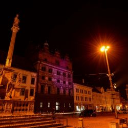 Radnice se rozsvítila do fialové barvy. Kvůli dětem s epilepsií