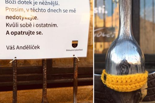 Foto: V Plzni už nosí roušku i andělíček na katedrále 