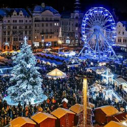 V Plzni se rozzářil vánoční strom, lidé zaplnili náměstí
