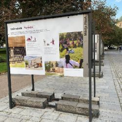 Výstava před vědeckou knihovnou představuje fenomén vnitrobloků
