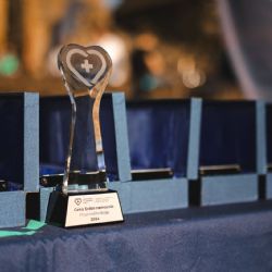 Zaměstnanci krajských nemocnic převzali skleněná srdce