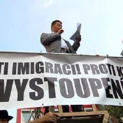 Protest proti imigraci a za vystoupení z EU přilákal stovky lidí