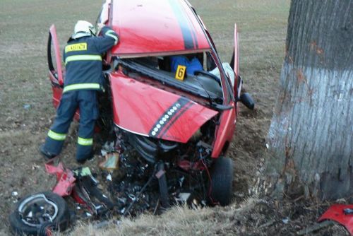 Foto: Řidič u Hradešic nepřežil náraz do stromu