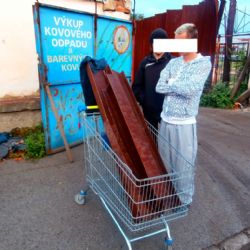 Strážníci v Plzni chytili dvojici s vozíkem kradených traverz 