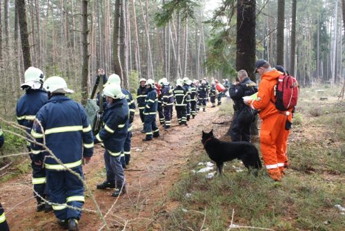 Foto: V lesích u Hvozdu pátrali hasiči po ztracených. Jen cvičně