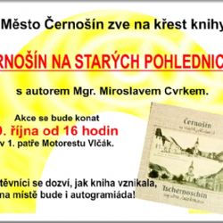 Pozvánka na křest knihy Černošín na starých pohlednicích