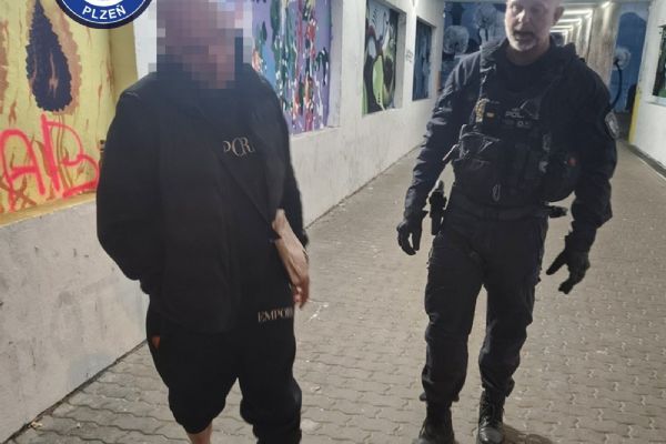 Sprej v ruce a 2,07 promile. Strážníci v Plzni zadrželi dvojici u čerstvých nápisů