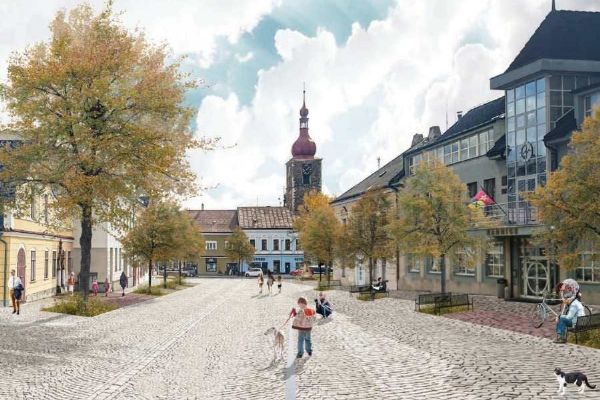 Bechyňovo náměstí v Přibyslavi čeká rekonstrukce: více zeleně, méně aut