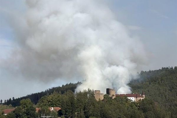 O víkendu bojovali hasiči s požárem u Velhartic. Oheň zasáhl pět hektarů