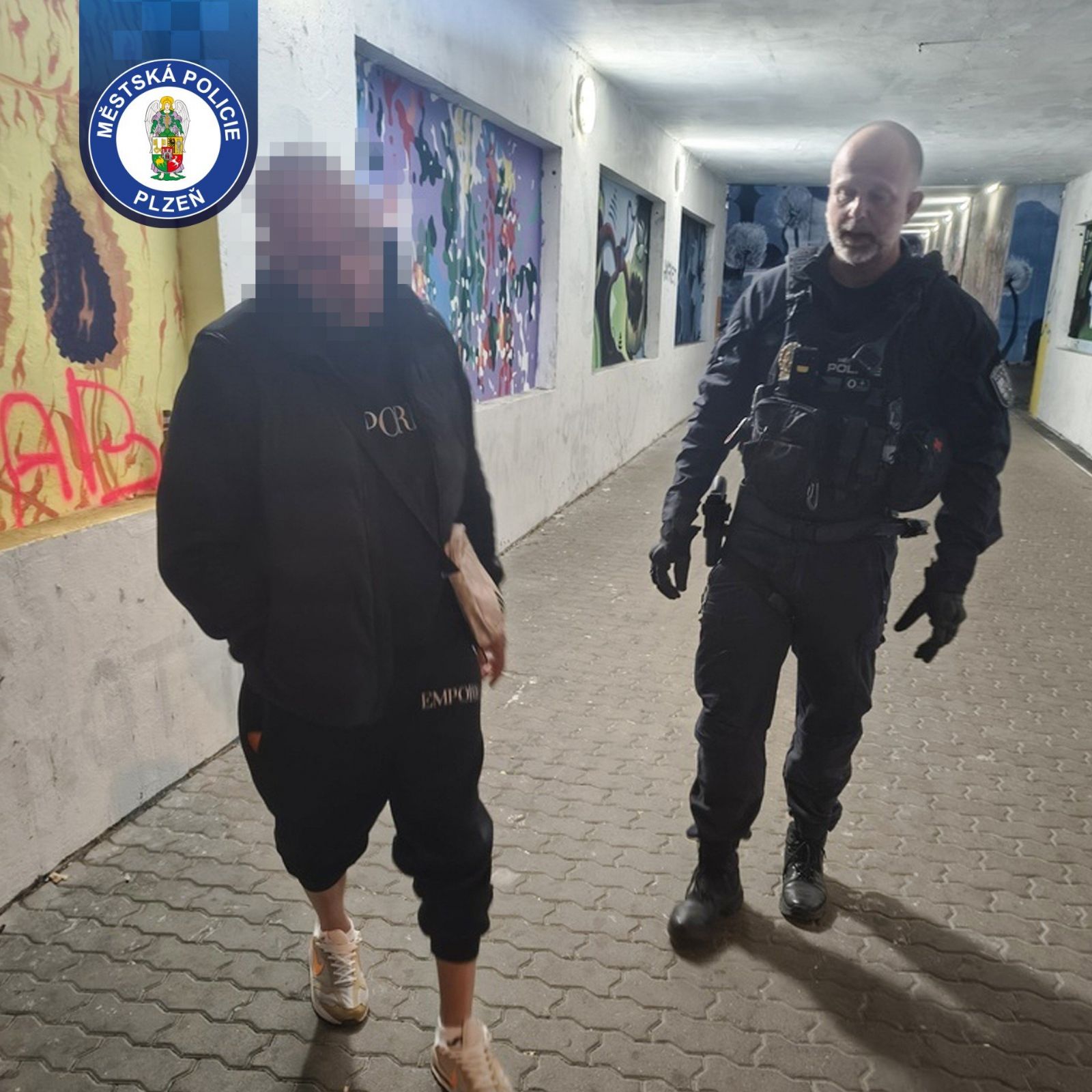 obrázek: Sprej v ruce a 2,07 promile. Strážníci v Plzni zadrželi dvojici u čerstvých nápisů