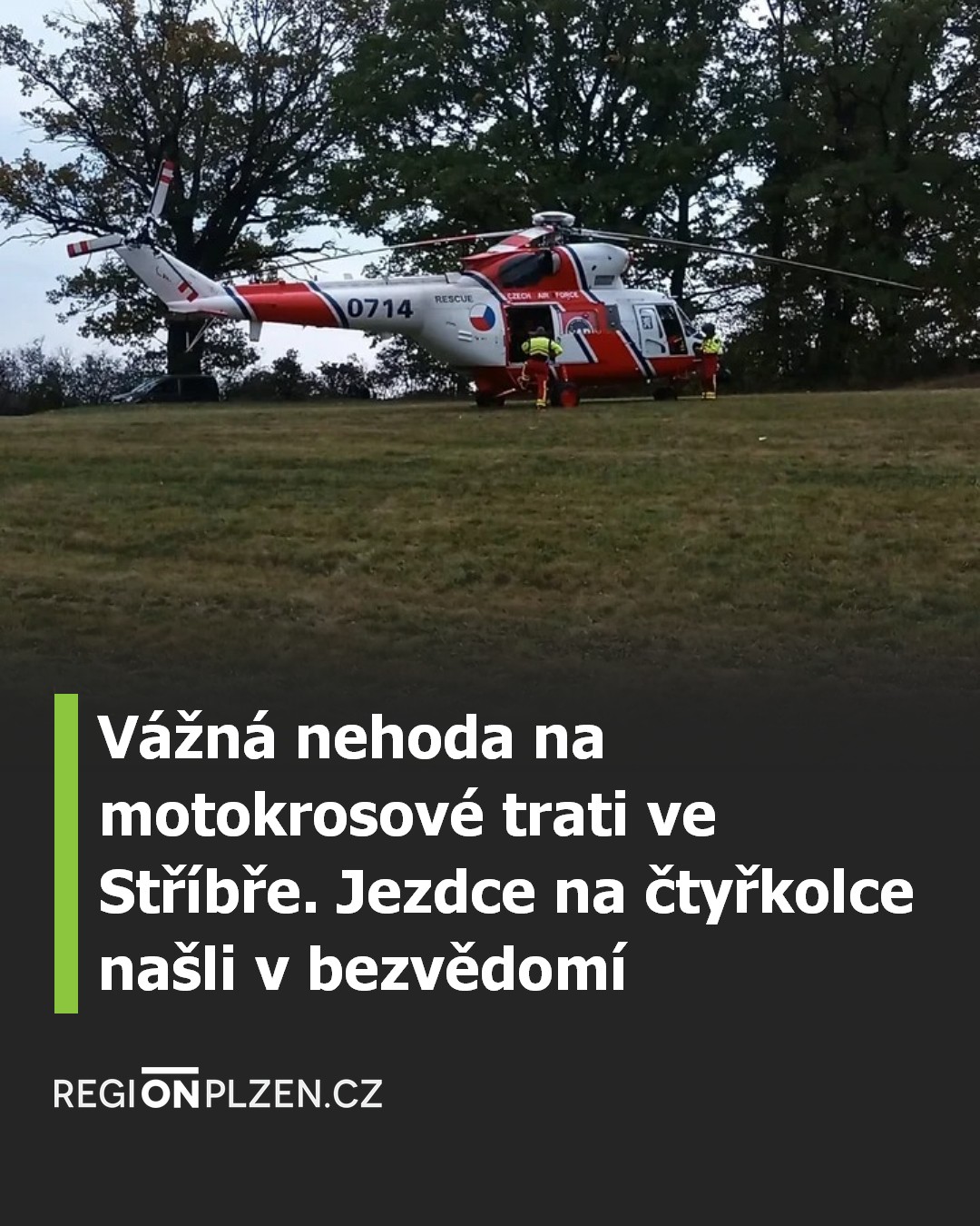 Vážná nehoda na motokrosové trati ve Stříbře. Jezdce na čtyřkolce našli v bezvědomí