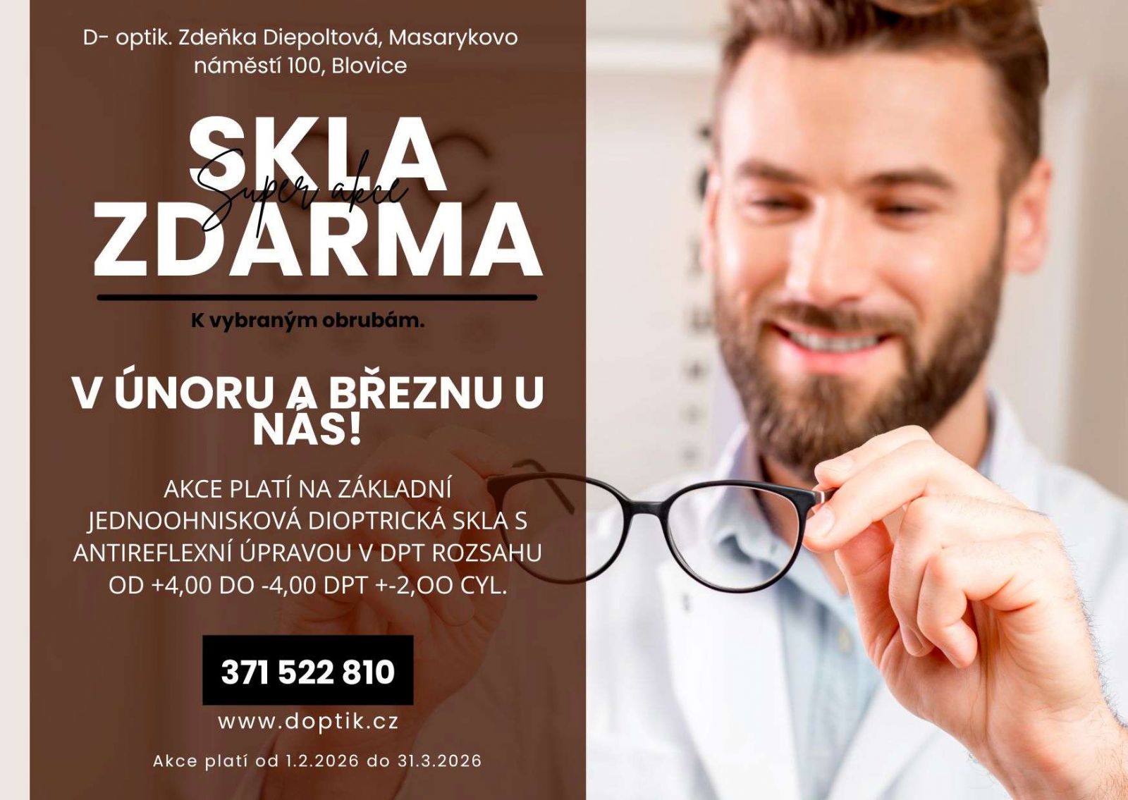AKCE skla ZDARMA - optika BLOVICE