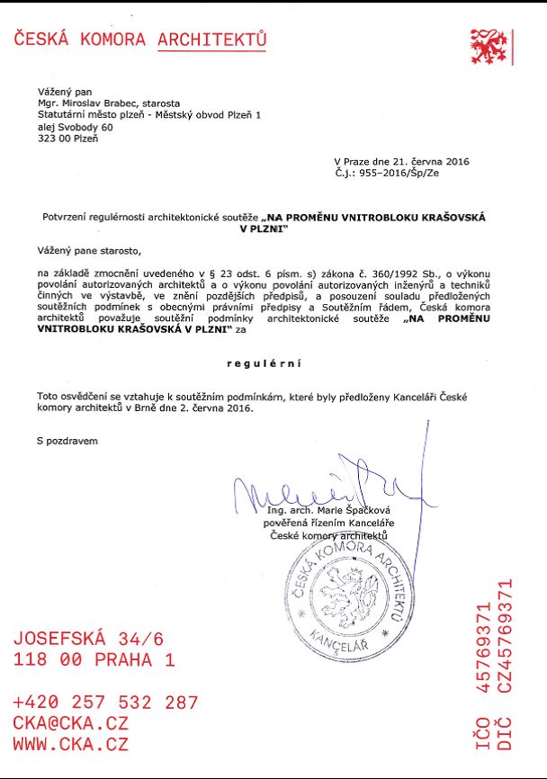 Architektonická soutěž na proměnu vnitrobloku Krašovská v Plzni bude vyhlášena na konci srpna