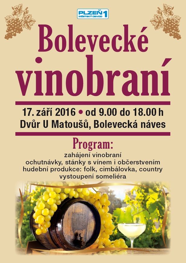 Bolevecké vinobraní zve na ochutnávku vín a burčáků. Nebude chybět ani muzika a zábava pro děti
