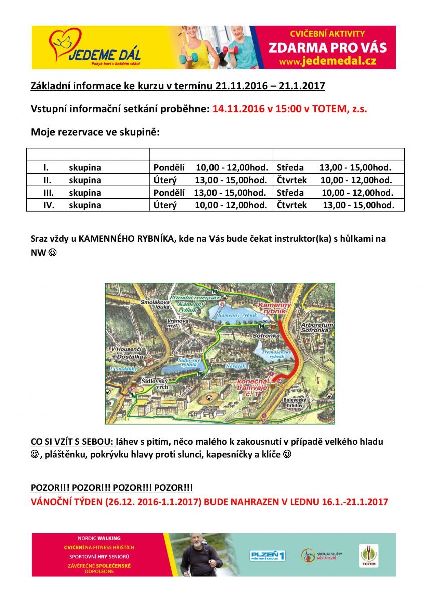 Informativní schůzka Jedeme dál pro turnus 21.11.-21.1.2016
