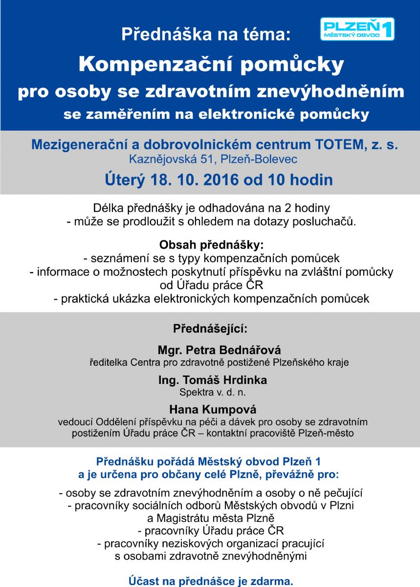 Přednáška na téma - Kompenzační elektonické pomůcky