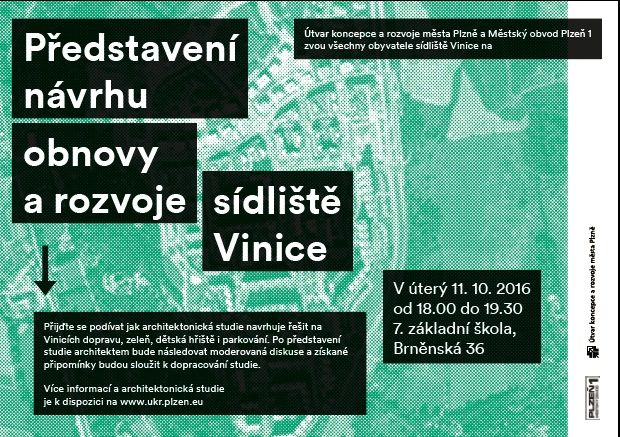 Přijďte se 11. října 2016 seznámit s tím, jak nová architektonická studie navrhuje řešit dopravu, parkování a zeleň na Vinicích