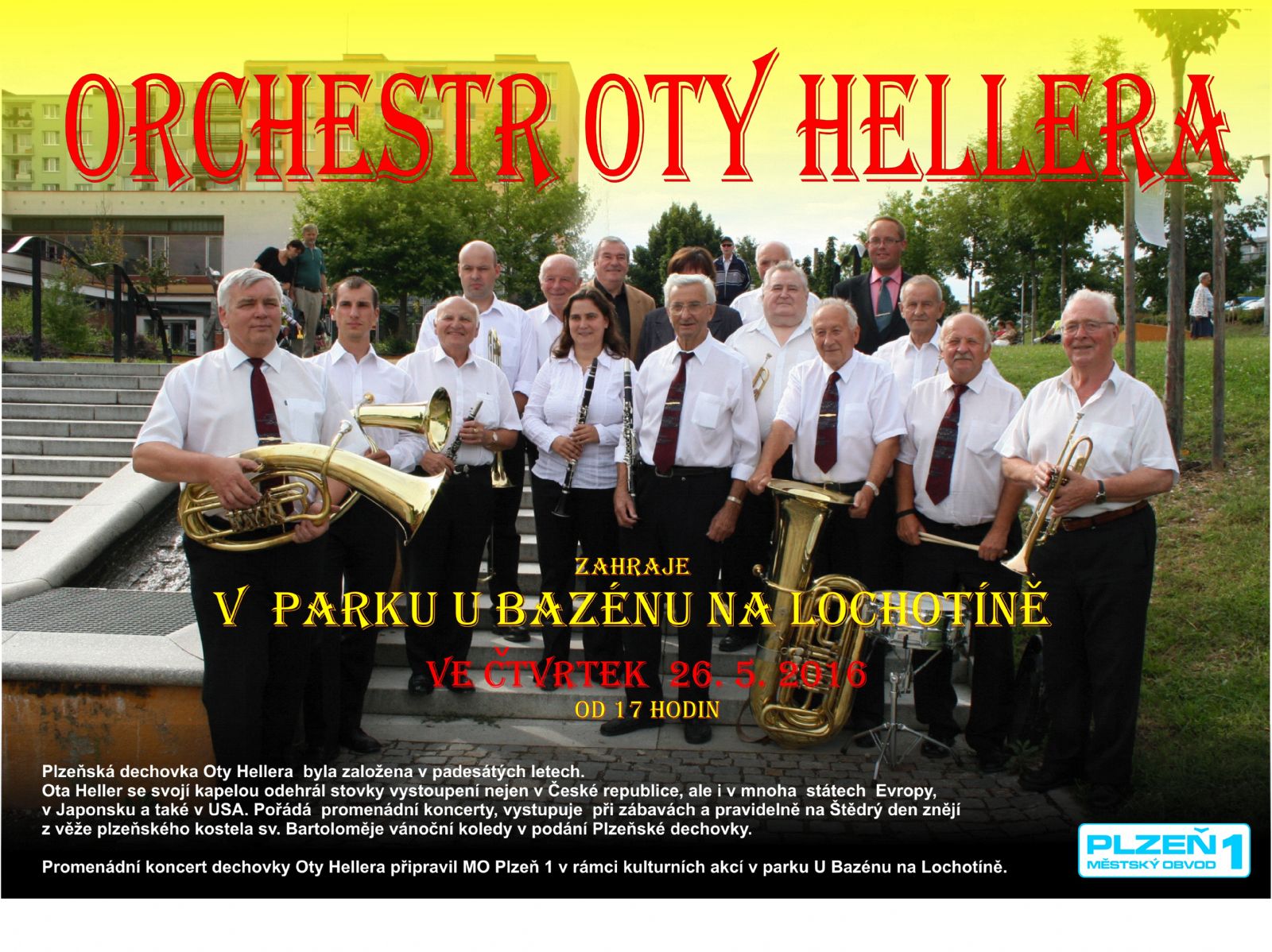 Přijďte si poslechnout Orchestr Oty Hellera do parku U Bazénu