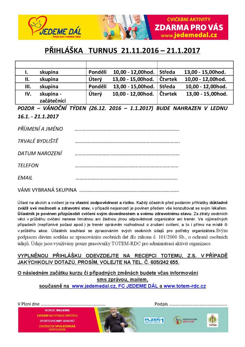 Připravujeme pokračování nordic walking procházek v rámci projektu „JEDEME DÁL“