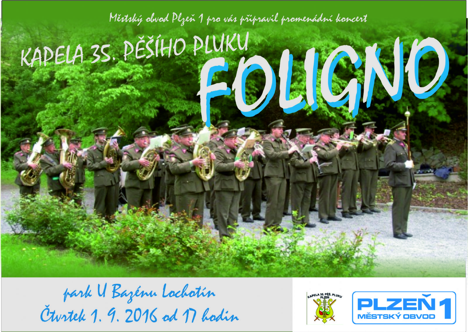 V parku U Bazénu na Lochotíně zahraje Foligno, promenádní koncert je připraven na čtvrtek odpoledne