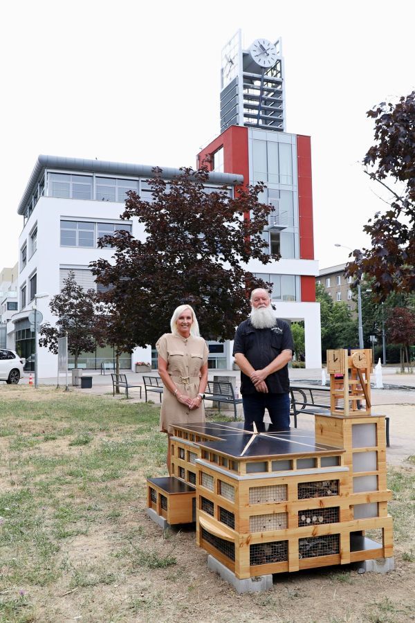 Hmyzí domek v podobě radnice na Slovanech