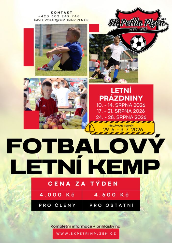 SK Petřín Plzeň pořádá Fotbalový letní kemp