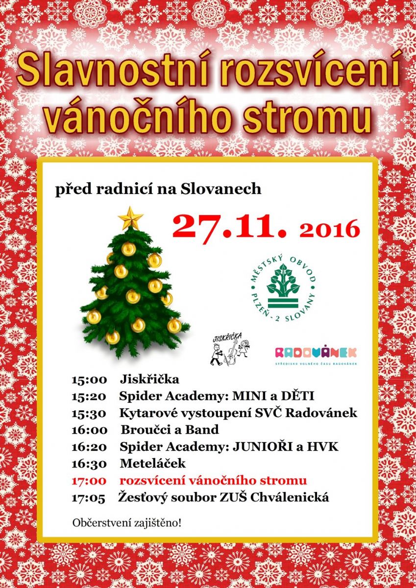 Slavnostní rozsvícení vánočního stromu na Slovanech