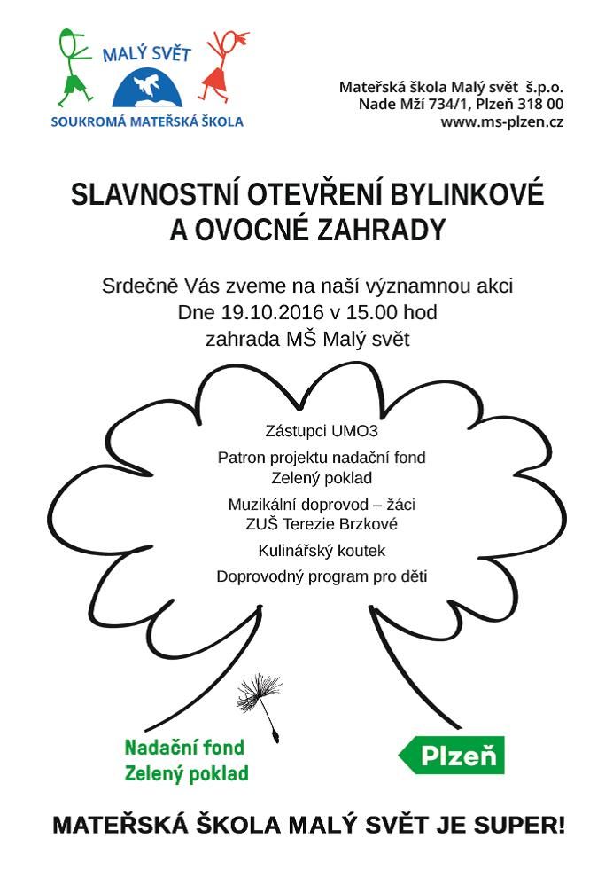 Pozvánka - otevření zahrady