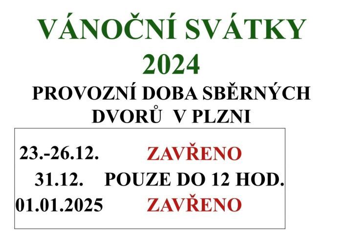 obrázek: Vánoční provozní doba sběrných dvorů v Plzni