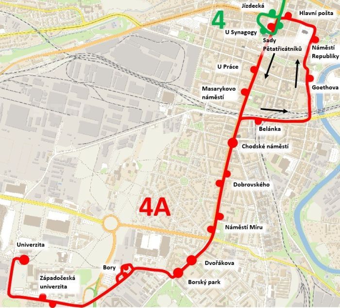Výluka tramvajové dopravy na lince 4